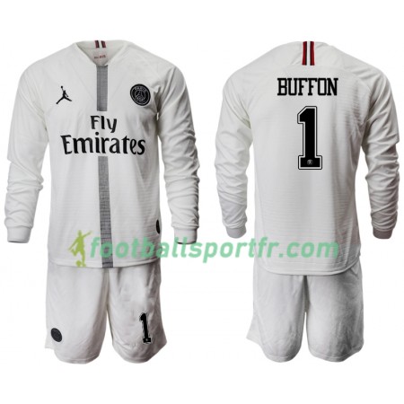 Tenue Paris Saint Germain BUFFON 1 Jordan Blanc Enfant Troisieme 2018-2019 Maillot de Foot ML